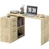 HOMCOM Scrivania Angolare per PC con 2 Cassetti e Ripiani Aperti, Scrivania ad Angolo Forma a L in Legno e Metallo, 117x83.5x76 cm, Color Noce