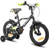 HILAND Bici per bambini da 16 pollici per bambini e bambine dai 4 anni e più, con rotelle, freno a mano e freno a contropedale, nero e verde