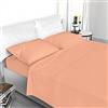 LARA MORADA Set Completo Letto Lenzuola Made in Italy in microfibra Tinta Unita Jacquard Singolo 1p rosa pesca