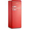SEVERIN KS 9955 SEVERIN Frigorifero doppia porta retrò vintage con congelatore, 209 litri, Rosso, 55 cm, Classe E (A++)