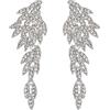 Clearine Art Deco Ala d'angelo Foglia Cluster Statement Orecchini pendente Chandelier Lungo Goccia Regalo per Donne Trasparente Argento-fondo
