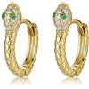 Qings Orecchini a Serpente Placcati in Oro - Orecchini a Cerchio in Argento Sterling 925 con Animali