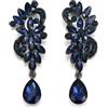 Clearine Orecchini Donna Boemia Cristallo Fiore Matrimonio da sposa Lampadario lacrima Bling Ciondolare Blu Nero
