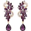 Clearine Orecchini Donna Boemia Cristallo Fiore Matrimonio da sposa Lampadario lacrima Bling Ciondolare Granato Colore