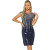 Allegra K Donna Vestito Midi Senza Maniche con Paillettes, Abito Elegante da Festa in Discoteca, Scintillanti Tubino Sera Cerimonia Argento Blu M