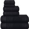 MALLONI HOME Ultra Soft Set di 6 asciugamani in cotone, contiene 2 teli da bagno oversize 70 x 140 cm, 2 asciugamani da 40 x 60 cm e 2 letti da 30 x 30 cm, colore nero