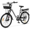 ARGENTO BIKE Lancia Ypsilon Incanto City Bike - Bici elettrica 250 Watt, ruote 26", Velocita 25h, 7 rapporti, 5 velocita, Batteria 374Wh - Grigio
