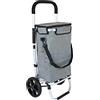 Ribelli Trolley per la spesa, telaio in alluminio, pieghevole, tasche laterali, grande tasca con cerniera e borsa per il ghiaccio, utilizzabile come borsa per il trasporto, fino a 45 kg