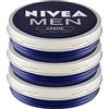 NIVEA Men Creme Crema Idratante Uomo Multiuso per Corpo Mani Viso Rapido Assorbimento sulla Pelle - 3 Barattoli da 75ml