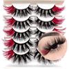 Heracks Ciglia artificiali 3D con colore, morbide ciglia finte colorate, per Natale, cosplay, costumi, giorni festivi (rosso 5P)