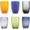Zafferano 32 cl - Perle Bicchiere Acqua Pallini Bianchi in Vetro - Set 6 Pezzi