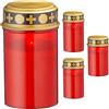 Cepewa Set di 4 lumini funerari a LED, funzionamento a batteria, colore rosso, per cimitero (4 lumini funerari)