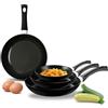 Avilia Set 4 Padelle Antiaderenti 16-20-24-28cm, Alluminio Resistente, Manici Ergonomici, Rivestimento PFOA Free, Compatibili con Lavastoviglie