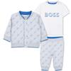 BOSS per ragazzo. J52216 Completo tuta 3 pezzi bianco e azzurro, Blu, Casual, Cotone, Manica corta, Manica lunga, moda per bambini
