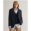 Gant per donna. [4770166] Blazer in maglia blu scuro dalla vestibilità regolare, Casual, Classico, Poliestere, Manica lunga, Navy