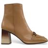 Hispanitas per donna. [HI233021] Stivaletti in pelle stile mocassino beige, 5 a 8cm, 8 a 10cm, Cerniera, Casual