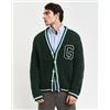 Gant per uomo. 8040204 Cardigan verde stagionale G lavorato a trecce, Casual, Lana