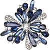 Clearine Spilla da donna Stunning Multi Teardrop rotonda cristallo austriaco strass cluster zaffiro blu argento, Cristallo