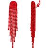 Clearine Orecchini a clip per Donne Moda Lunga Goccia Chandelier Sparkle Strass Cristalli Nappe Penzolanti Rosso Rosso-fondo