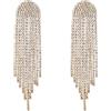 EVER FAITH Nappe lunghe Orecchini, Brillante Strass Cristalli Frangia Catena Lampadario Goccia Orecchini Oro-fondo