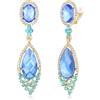 Clearine Orecchini Donna Moda Matrimonio da sposa Cristallo lacrima Lampadario Ciondolare Clip-On Oro-fondo Blu