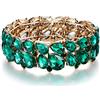 EVER FAITH Braccialetto Donna, Abiti Gioielli Cristallo 2 Strato Goccia Elasticità Bracciale per Incontro Festa Verde Antico Oro-Fondo