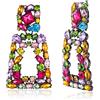 EVER FAITH Orecchini pendenti rettangolari a clip per Donne, orecchini non con cristalli di strass Brillante, dichiarazione geometrica Multi-Colore Nero-Fondo