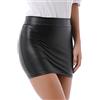In One Clothing Gonna da donna effetto pelle - gonna elasticizzata effetto bagnato corta, Nero , XXL