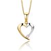 MIORE - Collana Donna Cuore Oro Bianco Oro Giallo con Zircone, Vero Oro 9KT 375, Pendente Cuore con Catena Cm. 45 Oro 9KT, Gioiello Anallergico.