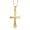 Miore Collana Donna Croce con Catena, Diamante taglio brillante Oro Giallo 9 Kt / 375 Catenina Cm 45