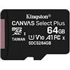 Kingston Canvas Select Plus SDCS2/64GB Scheda microSD Classe 10 con Adattatore SD Incluso, 64 GB