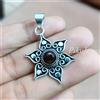 Fatto a mano Pietra preziosa onice nera ciondolo in argento sterling 925 pietra nascita gi...