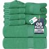 Utopia Towels Utopia, Set di 8 asciugamani composto da 2 teli bagno, 2 ospiti e 4 lavette, in 100% cotone filato ad anelli da 600 g/m², altamente assorbenti, per bagno, palestra, hotel e spa (verde scuro)