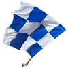 bandiera bianco azzurro lille , poliestere 2x3m a scacchi cucito + asta