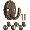 Fuxxer® 6 ganci antichi, ganci per asciugamani, ganci in ferro, ottone bronzo, set da 6