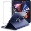 ebestStar - Cover per iPad Pro 12.9 M1 2021, 2020 Apple, Custodia Protezione Rotazione 360, Pelle PU, Blu scuro + Vetro Temperato