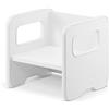 defiPad Sgabello per bambini | sgabello elegante double face | Poltrona per bambini da 1 anno | Sedia per bambini in legno | Sedia trasformabile in tavolo | (Bianco)