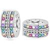 LONGLUCK 925 Argento Sterling Clip Charms per Collana Bracciale Perline Distanziatore con 5A Zirconia Festa della Mamma Regalo di Natale fai da te per le donne
