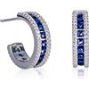 Namana Orecchini a Cerchio Argento 925 da Donna e Ragazza con Pietre di Zirconi Cubici, Orecchini Cerchio Argento 925 con pietre Blu Zaffiro, Orecchini Donna Blu Elettrico, Gioielli Donna