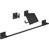 GROHE Quickfix Start Cube, Set di Accessori da Bagno 3 in 1, Gancio Per Accappatoio, Portarotolo con Coperchio, Portasciugamani, Facile da Montare Quickglue, Nero Opaco, 411242430