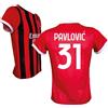 ACM 1899 AC Milan Maglia Pavlovic 31 Replica Ufficiale 2024/25, Rossonera a Strisce (IT, Testo, XL, Rosso)