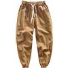 generic Pantaloni da uomo in cotone e lino, pantaloni da spiaggia, pantaloni da salotto harem pantaloni da lavoro alla caviglia con tasche coulisse elastico in vita pantaloni da yoga con polsini, Marrone, L