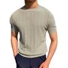 PODOLIXIA Maglione estivo da uomo, a maniche corte, con scollo rotondo, a maglia, a maniche corte, maglia fine, beige., M