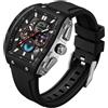 findtime Orologio da uomo con cronografo, analogico, sportivo, impermeabile, per corsa, cronometro, tonneau, luminoso, fasi lunari, Nero argento