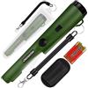 BBjinronjy Metal detector, metal detector pinpointer per ricerca metalli, caccia al tesoro, ricerca a 360° di tesori d'oro con cintura, fondina, LED, accessori per attrezzi impermeabili (Verde militare)