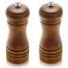 POXIAOER Set di 2 macinini per sale e pepe, in legno, ricaricabili, manuali, con rotore in ceramica regolabile, per peperoncino, chiodi di garofano, erbe aromatiche (14 cm)