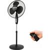 BAKAJI Ventilatore a Colonna Piantana Potenza 45W Diametro Pale 40cm 3 Velocità Selezionabili Altezza regolabile Oscillazione Orizzontale e Telecomando per Controllo a Distanza (Nero)