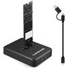 Wvoillty Stazione di docking SSD, USB 3.2 Ge 2 10G M.2 NVMe SATA Docking Station, adattatore per disco rigido SSD NVMe NGFF per SSD 2230, 2242, 2260, 2280