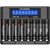 Delyeepow Batterie AAA ricaricabili con caricabatterie, batterie ricaricabili al litio da 1,5 V, 1200 mWh con display LCD, 8 slot, ricarica rapida USB, 1500 cicli