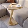 sugodesign Tavolino rotondo da salotto effetto legno di noce, con ruote, a forma di C, elegante, ideale come piano d'appoggio per divano e poltrona (Aspetto rovere)